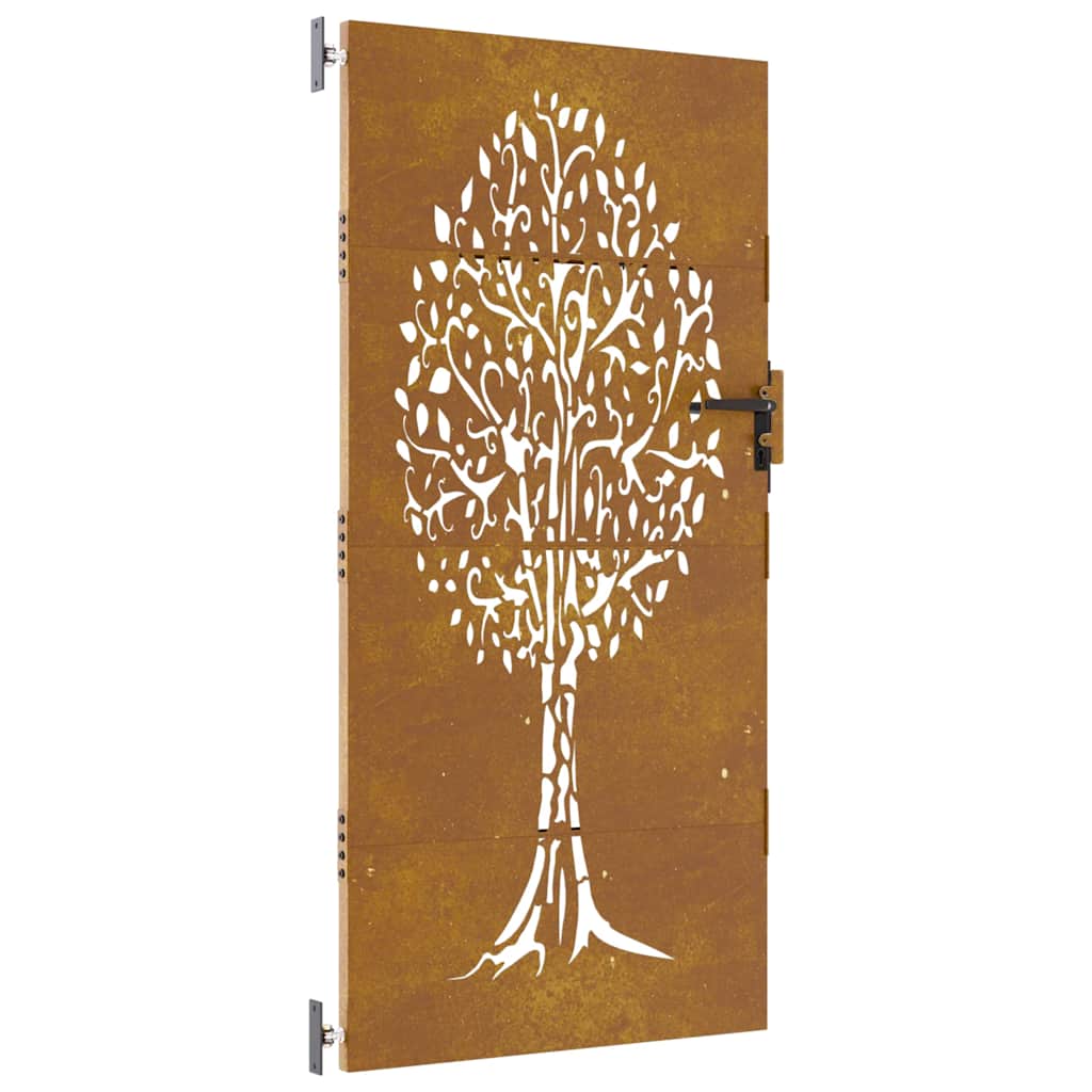 Portão de jardim 85x175 cm aço corten design árvore