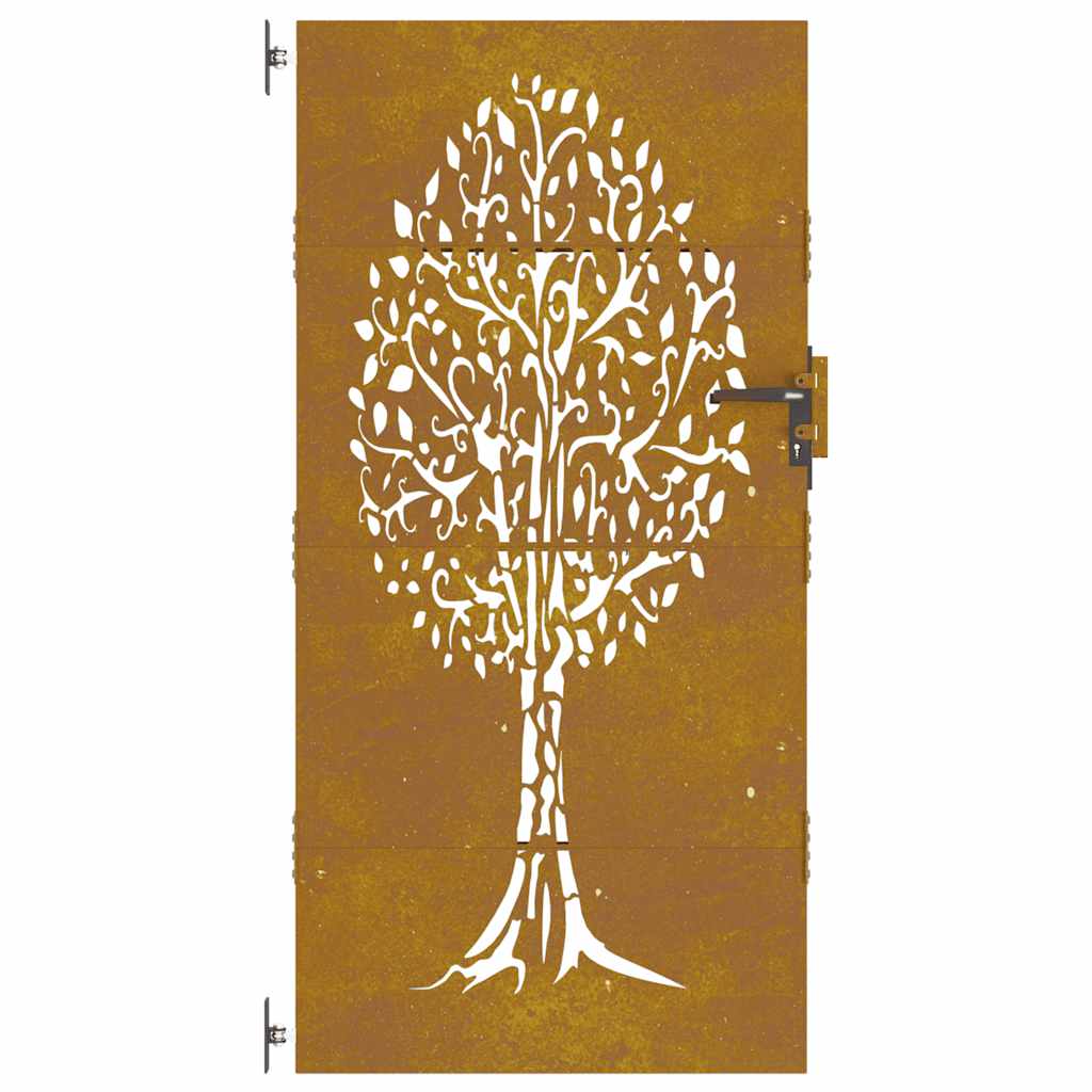 Portão de jardim 85x175 cm aço corten design árvore