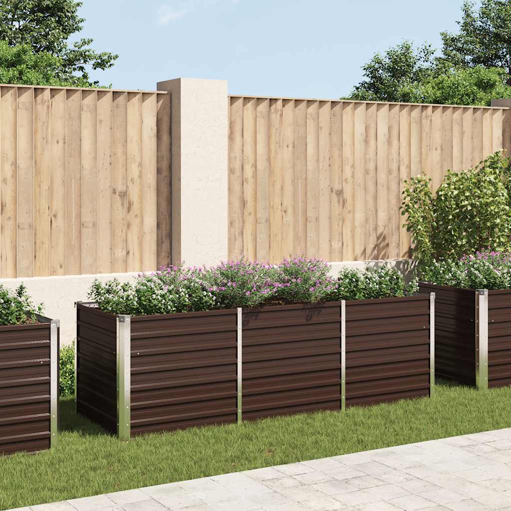Canteiro elevado de jardim aço galvanizado 240x80x77cm castanho
