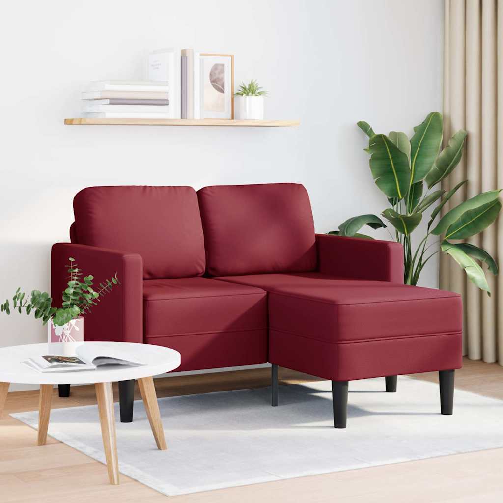 Sofá 2 lugares com chaise em l 125 cm couro artificial