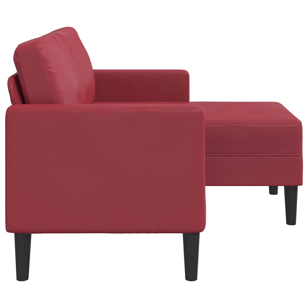 Sofá 2 lugares com chaise em l 125 cm couro artificial