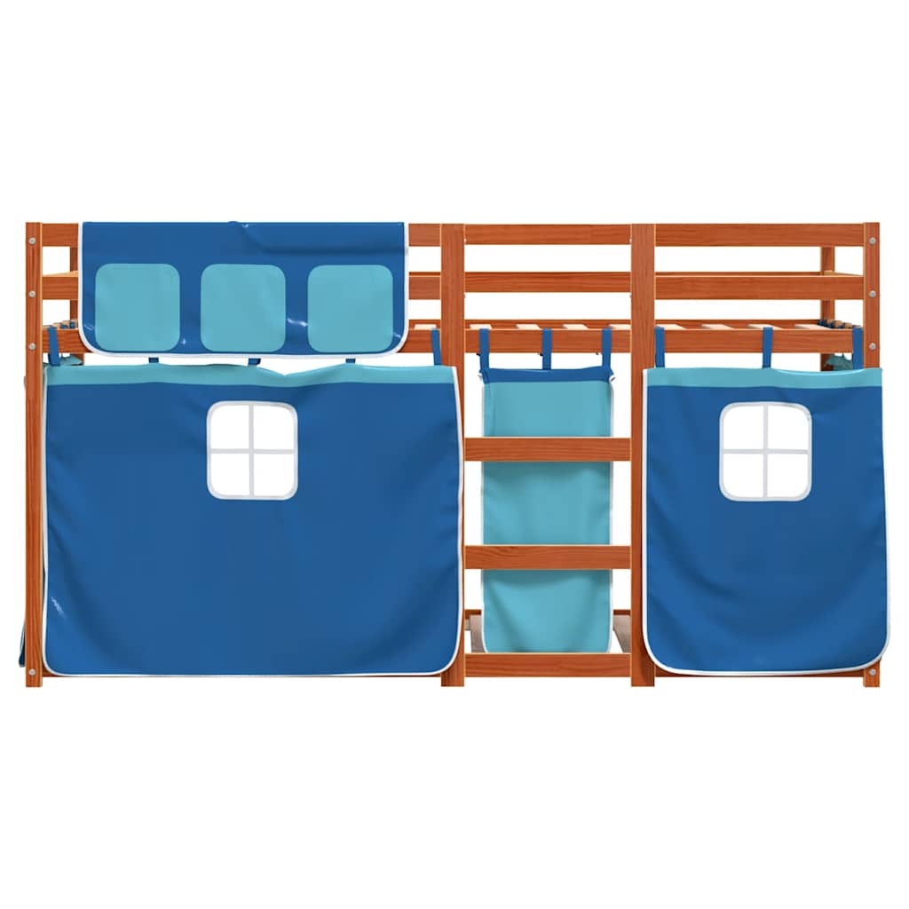 Beliche com cortinas 90x190 cm madeira de pinho maciça azul