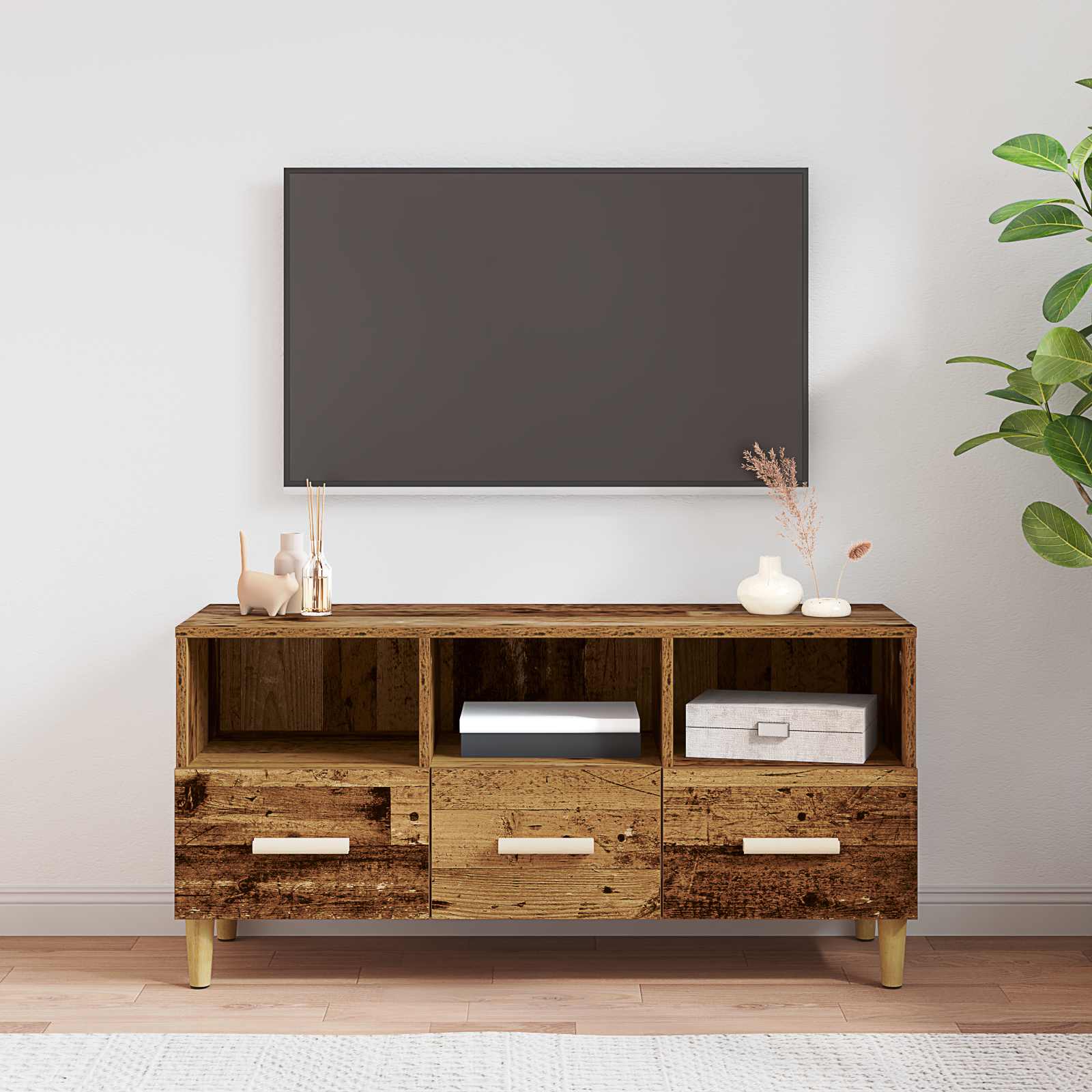 Gabinete para TV 102 x 36 x 50 cm madeira antiga