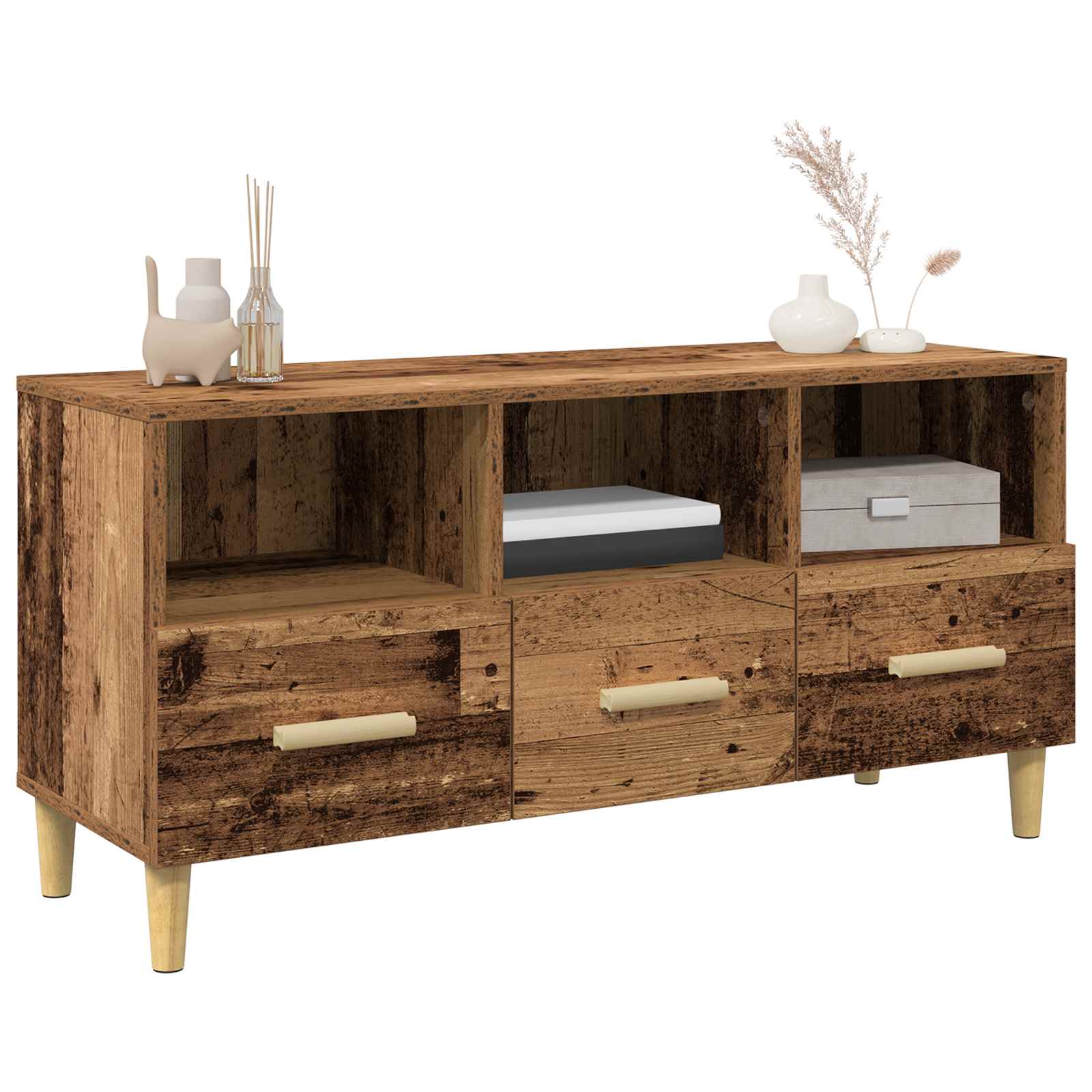 Gabinete para TV 102 x 36 x 50 cm madeira antiga