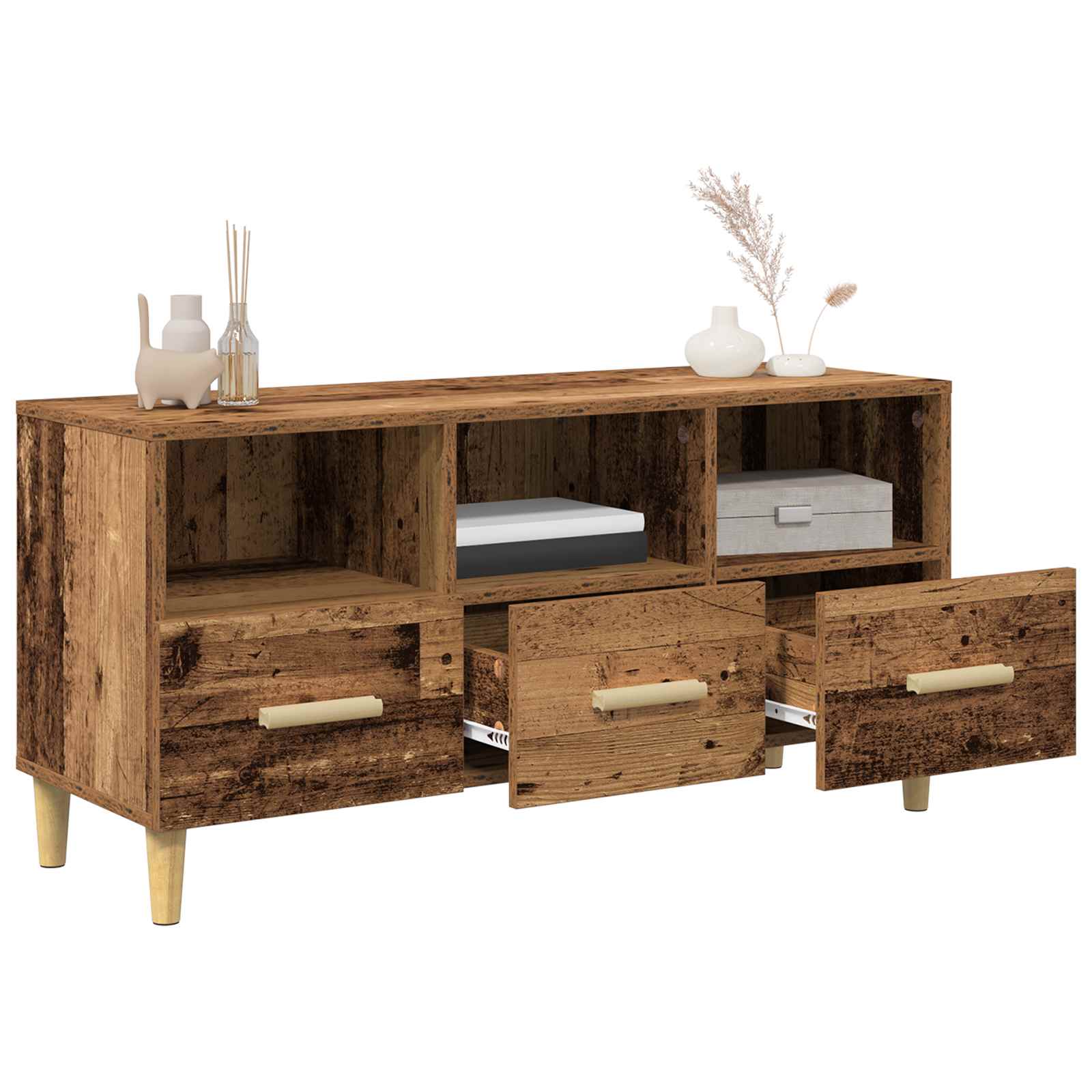Gabinete para TV 102 x 36 x 50 cm madeira antiga