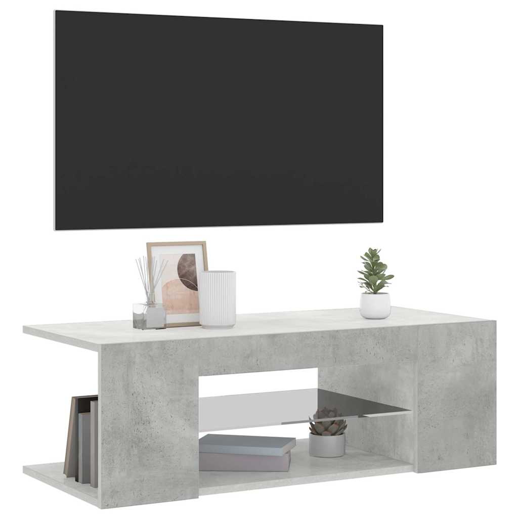 Móvel de TV com luzes LED 90x39x30 cm cinzento cimento