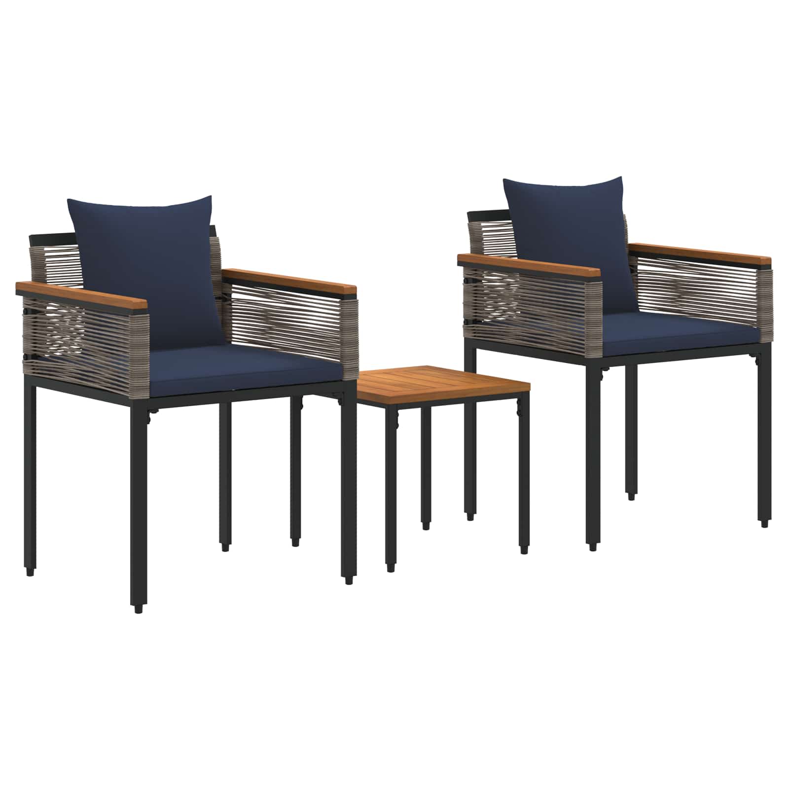 Conjunto de móveis para exterior cinza e azul marinho vime PE