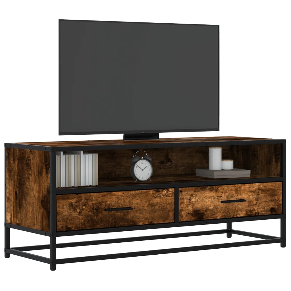 Móvel p/ TV 100x34,5x40 cm deriv. madeira/metal carvalho fumado