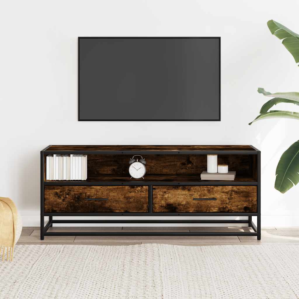 Móvel p/ TV 100x34,5x40 cm deriv. madeira/metal carvalho fumado