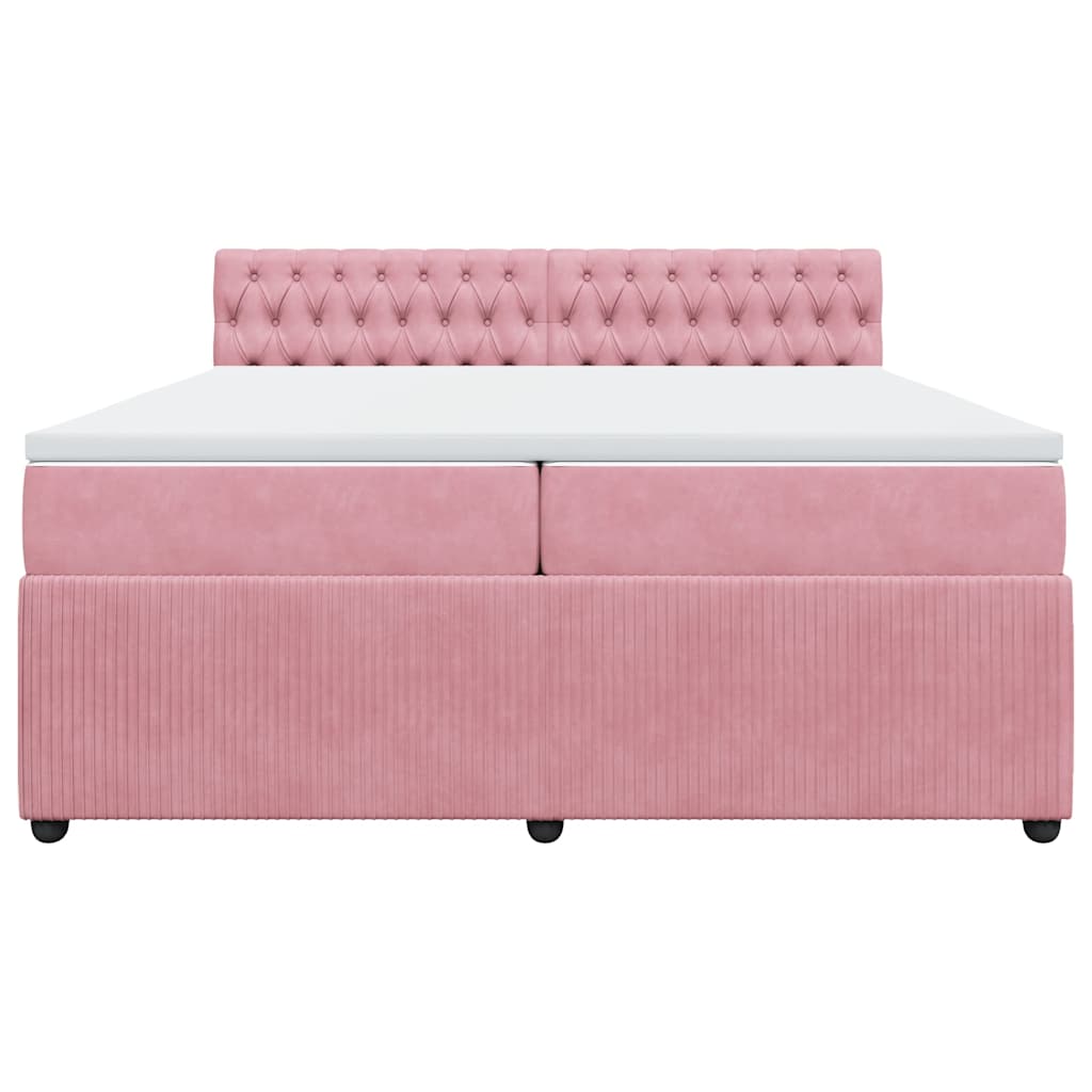 Cama com molas/colchão 200x200 cm veludo rosa
