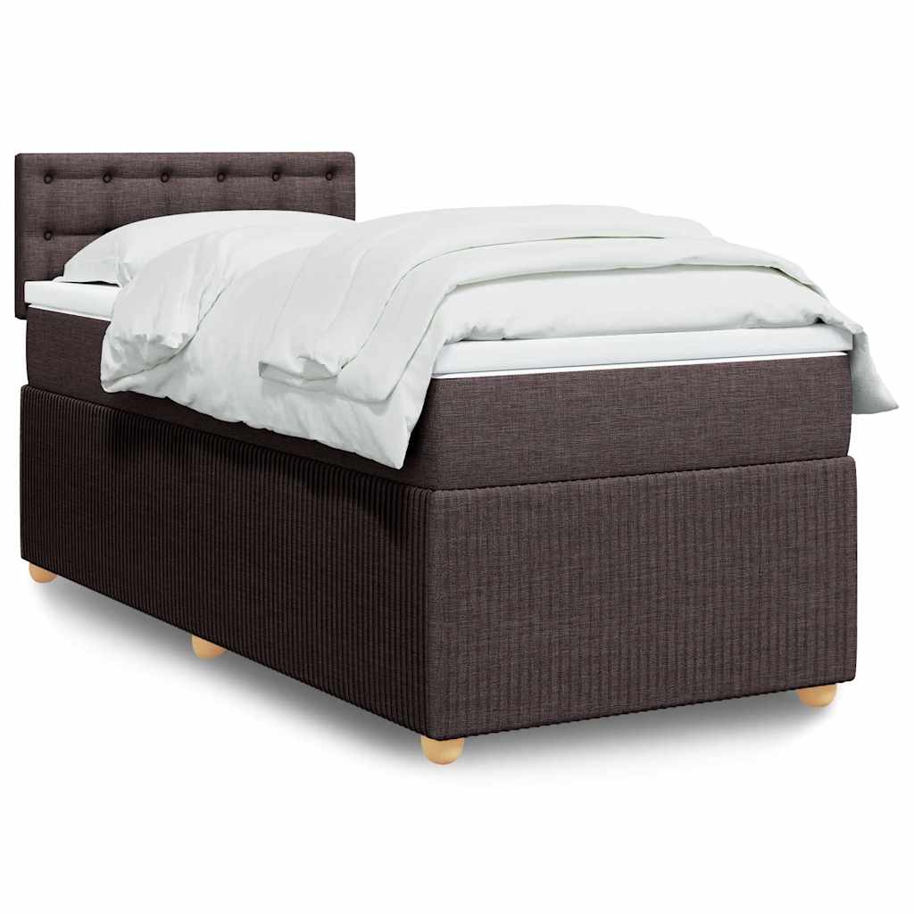 Cama com molas/colchão 90x190 cm tecido castanho-escuro