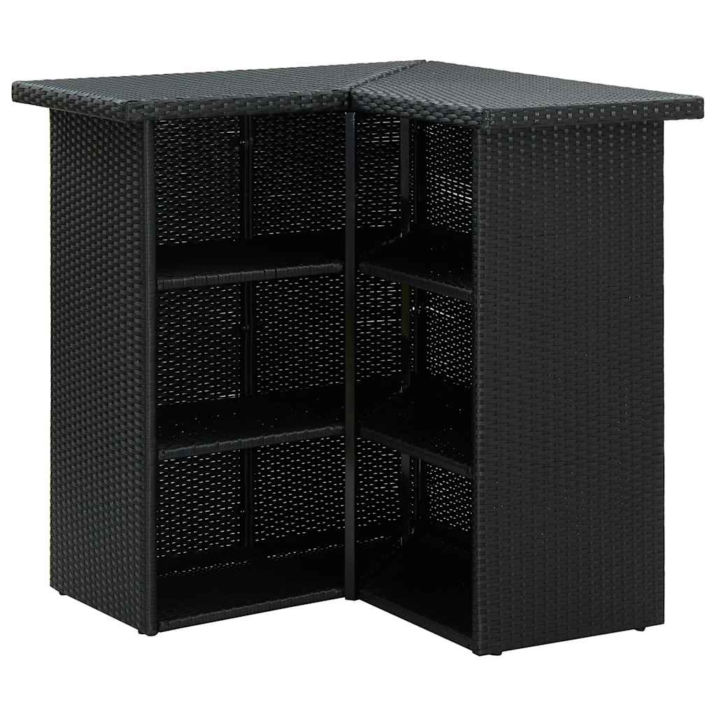 16 Pcs conjunto de bar p/ jardim c/ almofadões vime PE preto