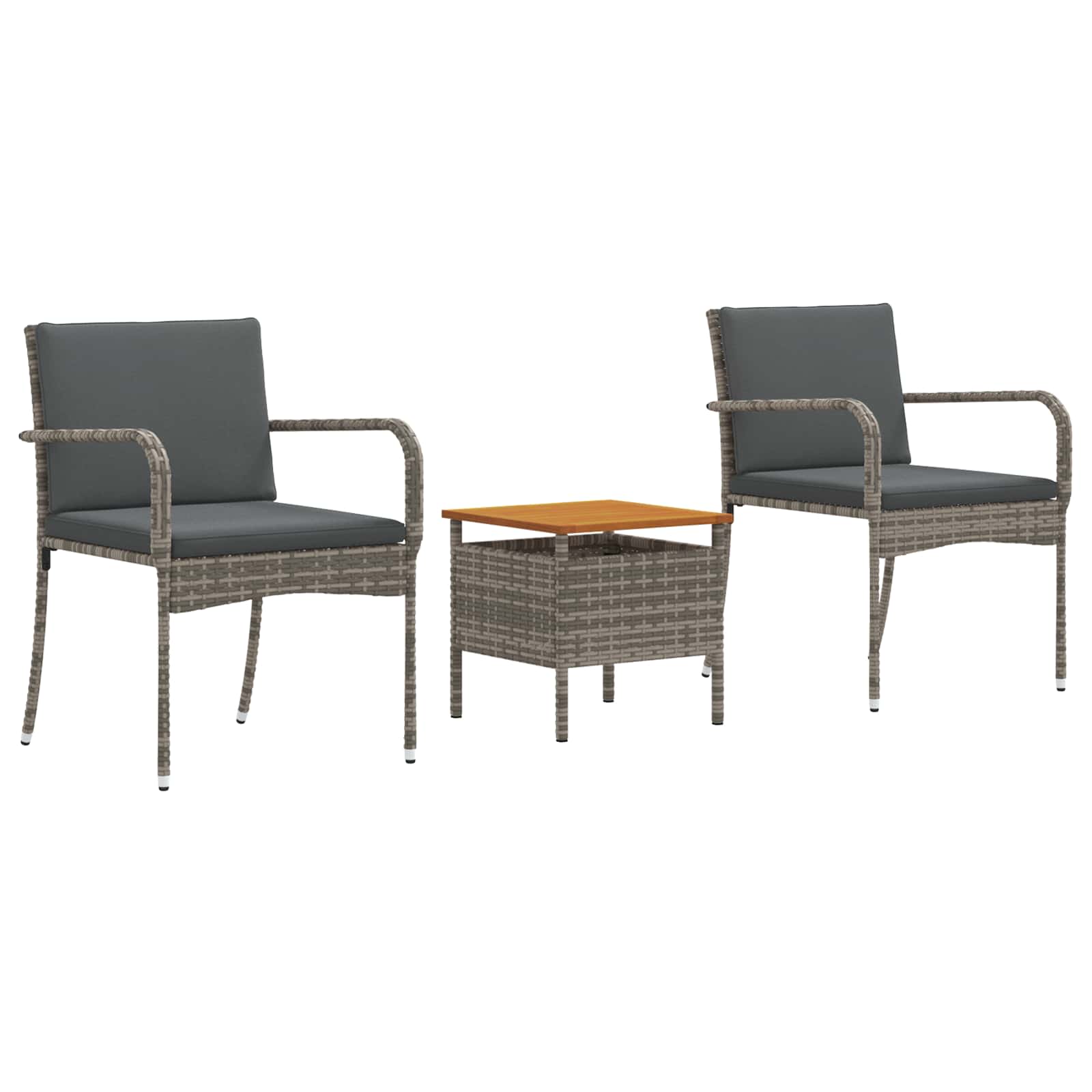 Conjunto bistro de jardim 3 pcs cinzento vime PE