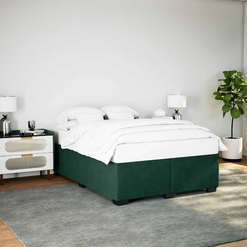 Estrutura de cama sem colchão 160x200 cm veludo verde-escuro