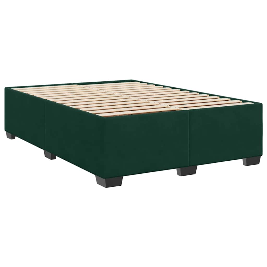 Estrutura de cama sem colchão 160x200 cm veludo verde-escuro