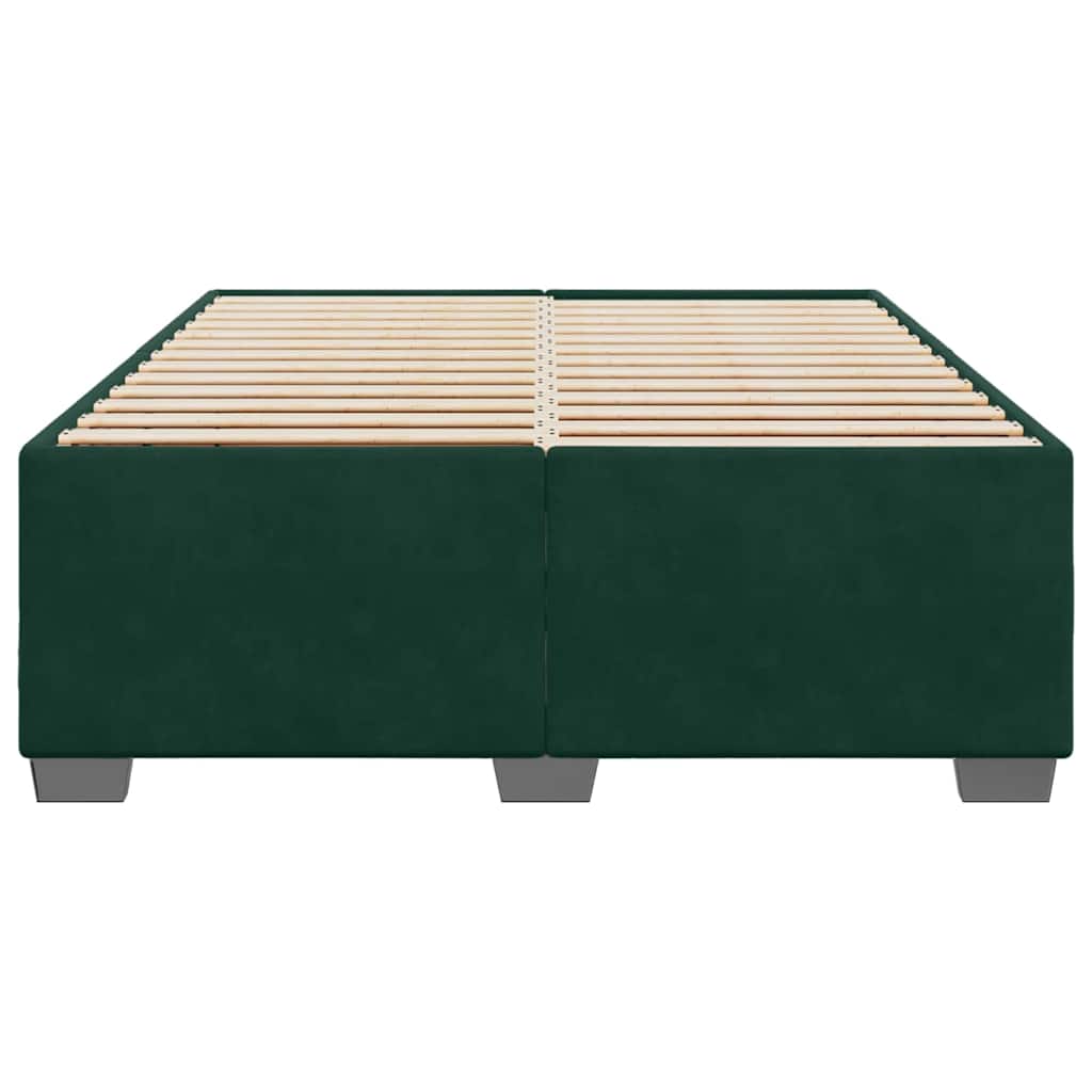 Estrutura de cama sem colchão 160x200 cm veludo verde-escuro