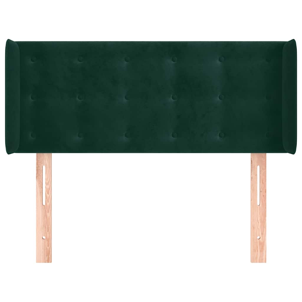 Cabeceira de cama c/ abas veludo 103x16x78/88cm verde-escuro