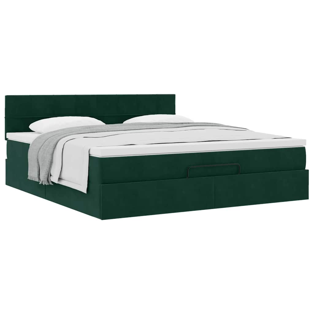 Estrutura de cama otomana com colchão 180x200 cm verde escuro