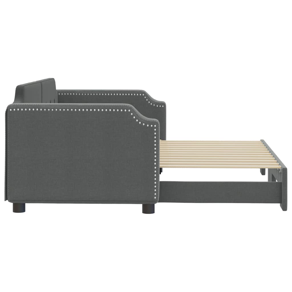 Sofá-cama com gavetão 90x190 cm tecido cinzento-escuro