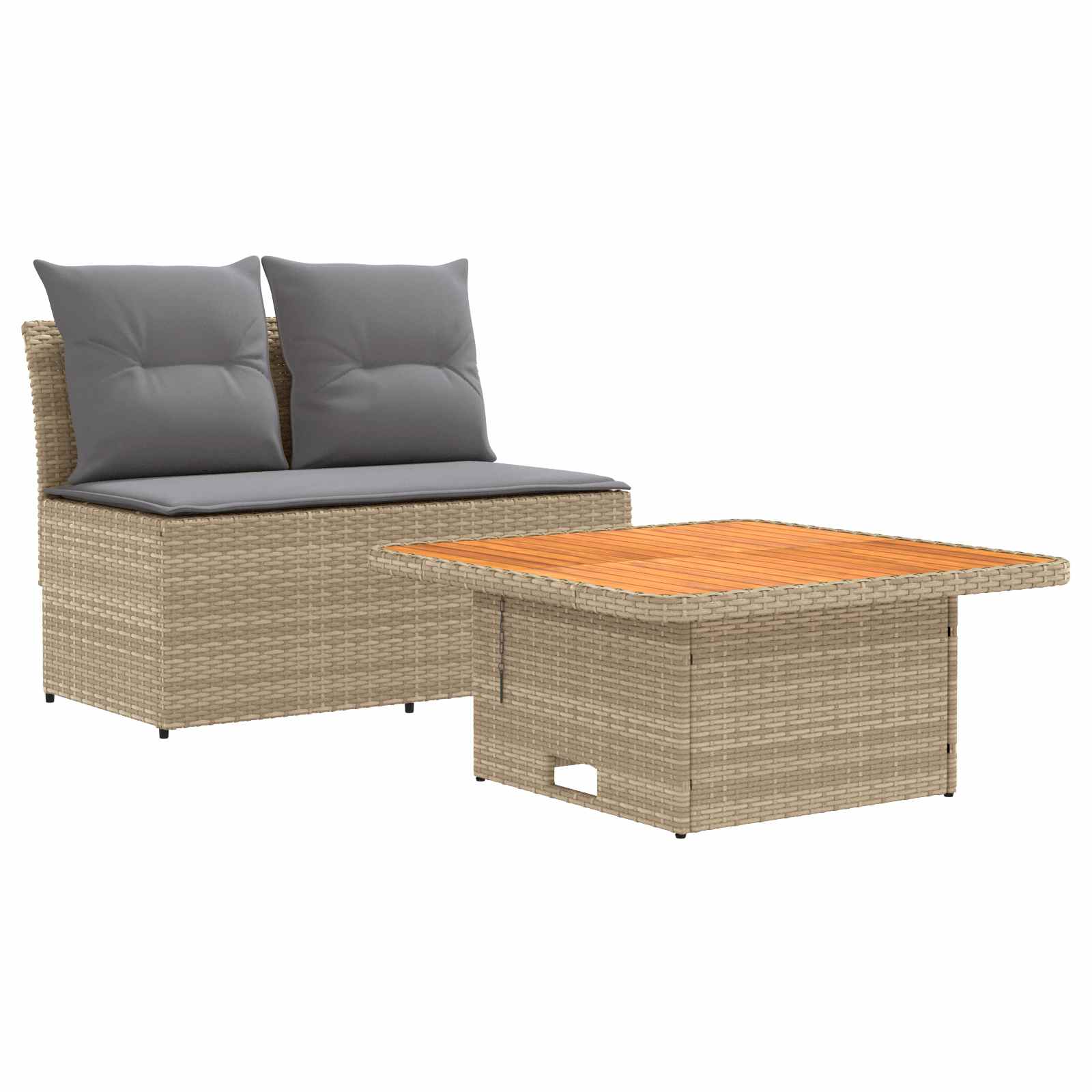 2 Peça sofá do meio para jardim com mesa elevatória vime PE