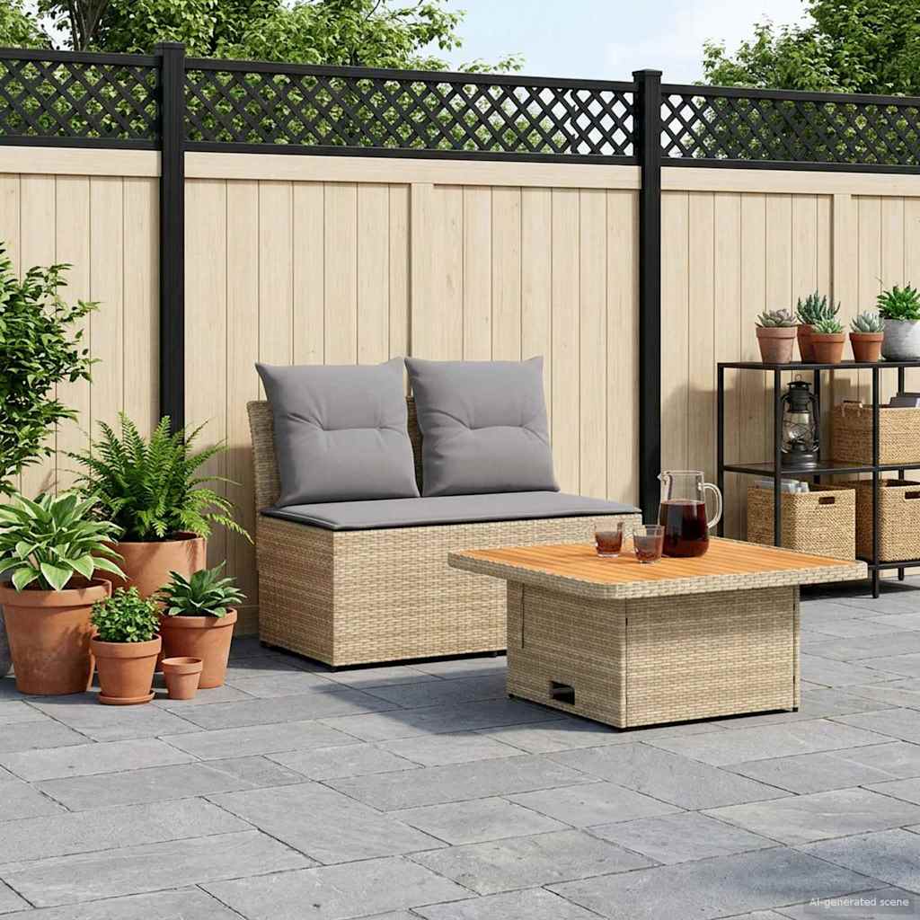 2 Peça sofá do meio para jardim com mesa elevatória vime PE