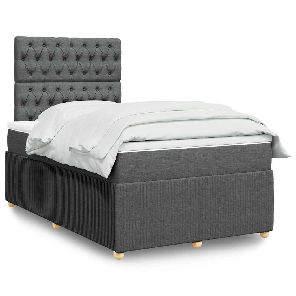Cama boxspring com colchão 120x190 cm tecido cinzento-escuro