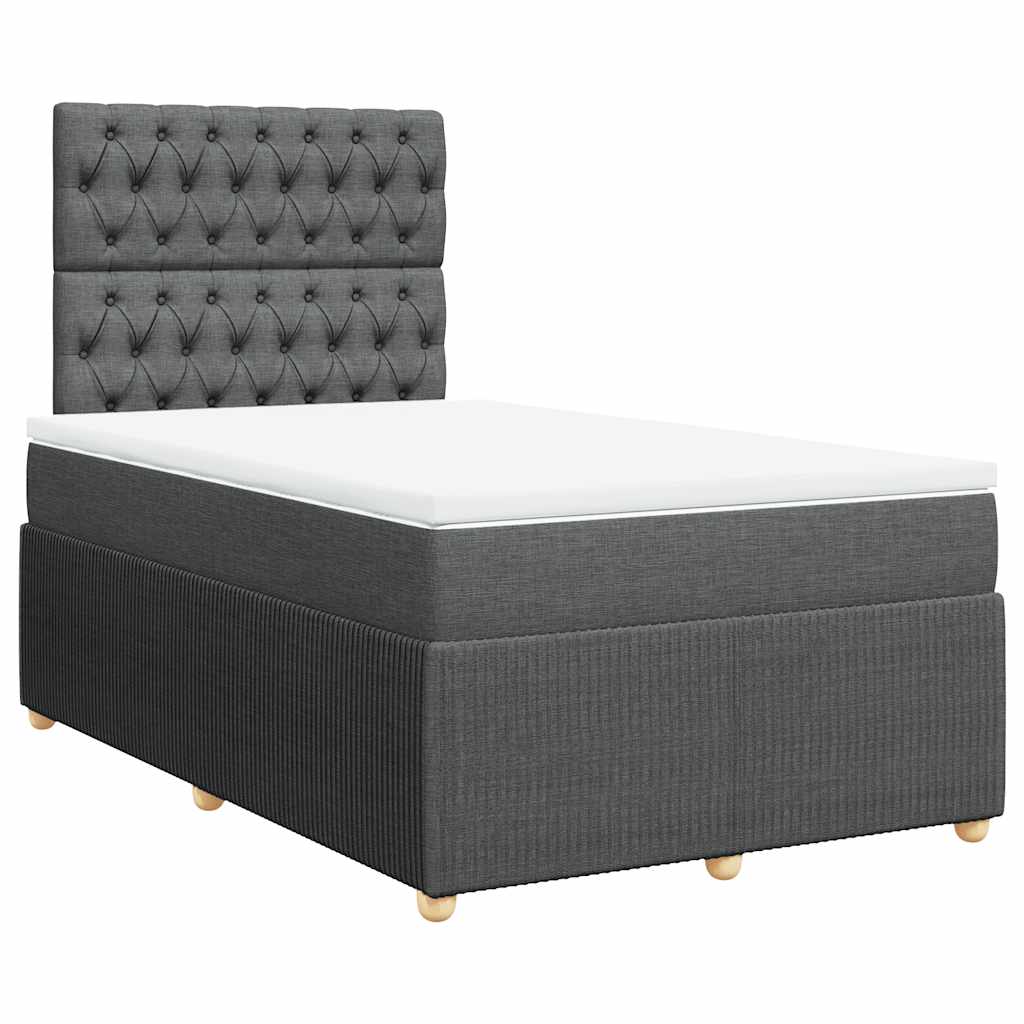 Cama boxspring com colchão 120x190 cm tecido cinzento-escuro