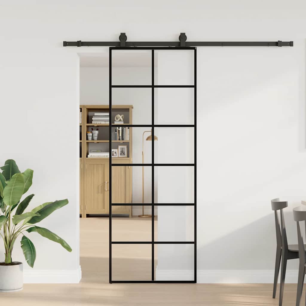 Porta deslizante c/ conj. ferragens 76x205cm vidro esg preto