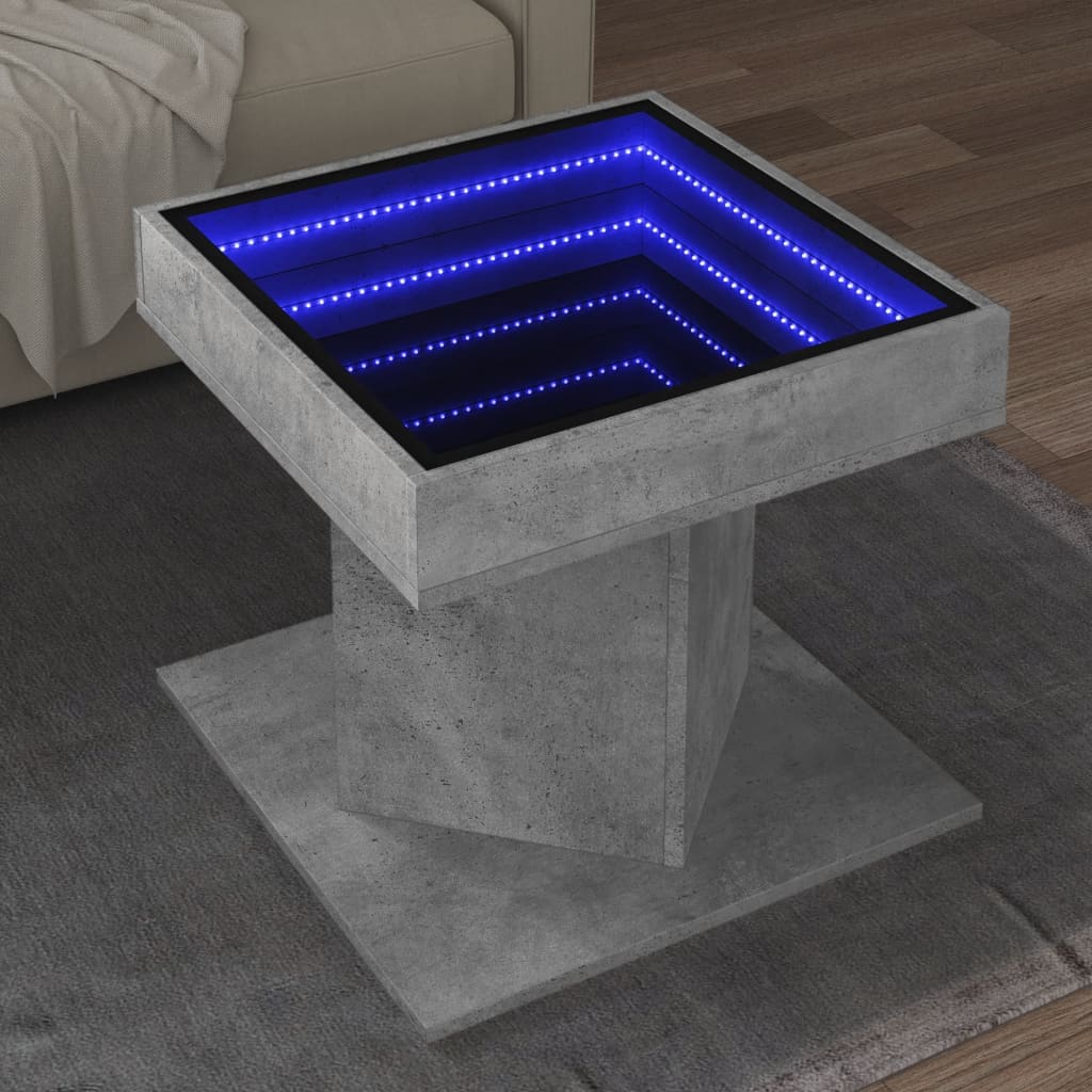 Mesa de centro c/ leds 50x50x45 cm madeira processada