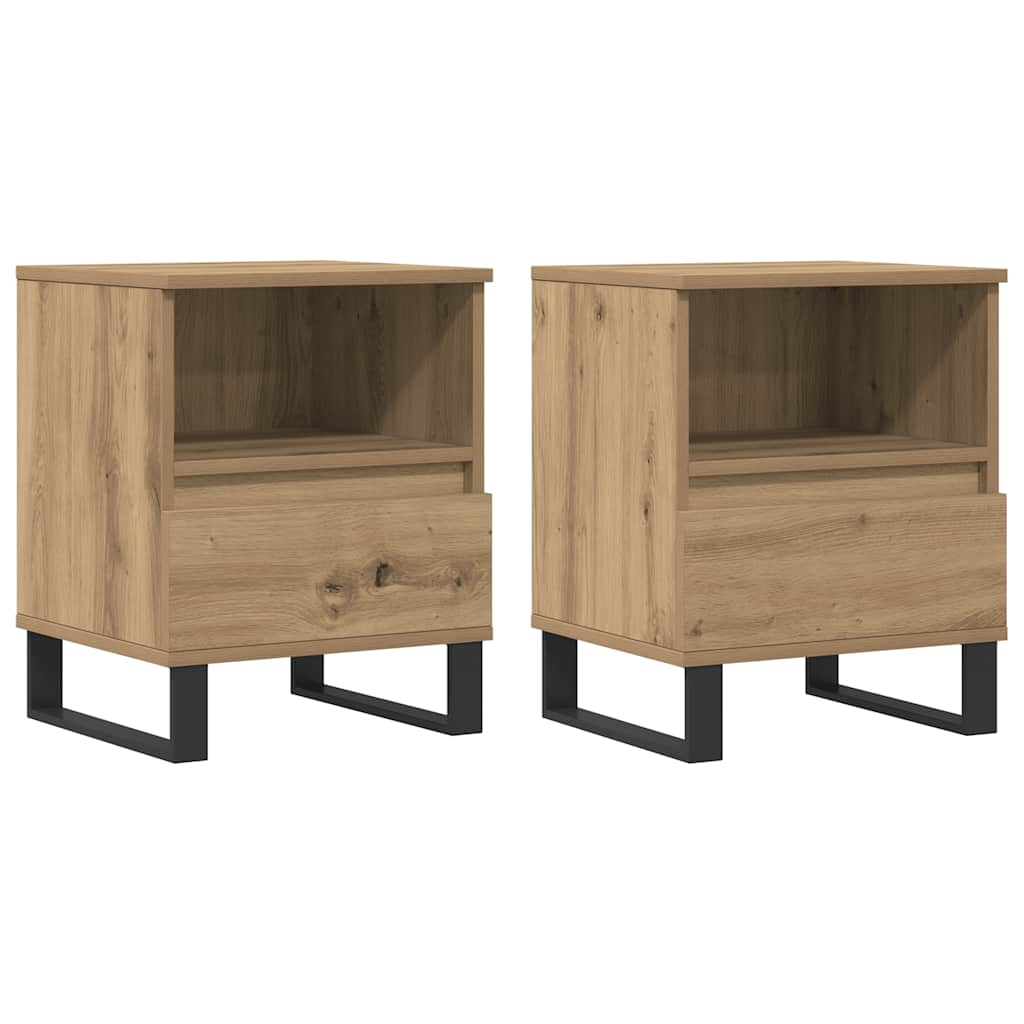 Mesas de cabeceira 2pcs derivados de madeira carvalho artisiano
