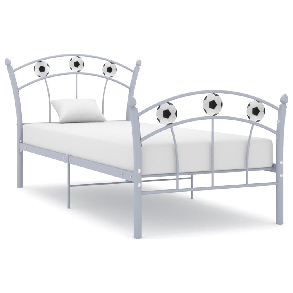 Estrutura de cama com design de futebol 90x200 cm metal cinza