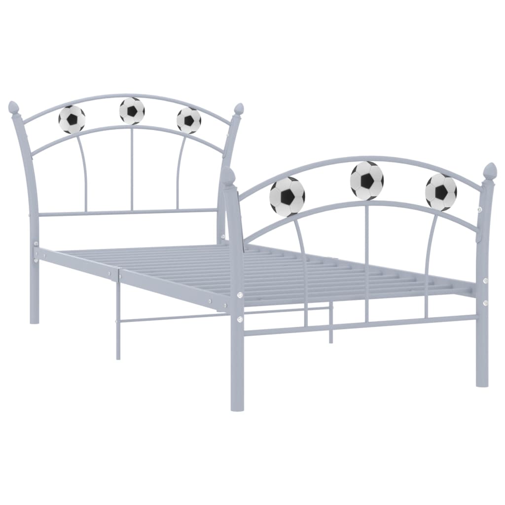 Estrutura de cama com design de futebol 90x200 cm metal cinza