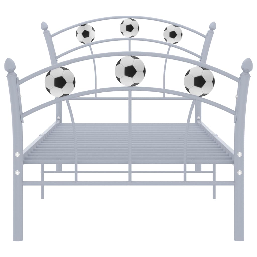 Estrutura de cama com design de futebol 90x200 cm metal cinza