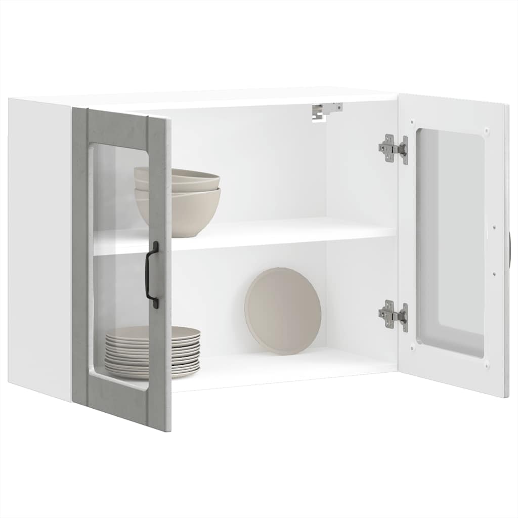 Armário de parede de cozinha porta vidro lucca cinza cimento