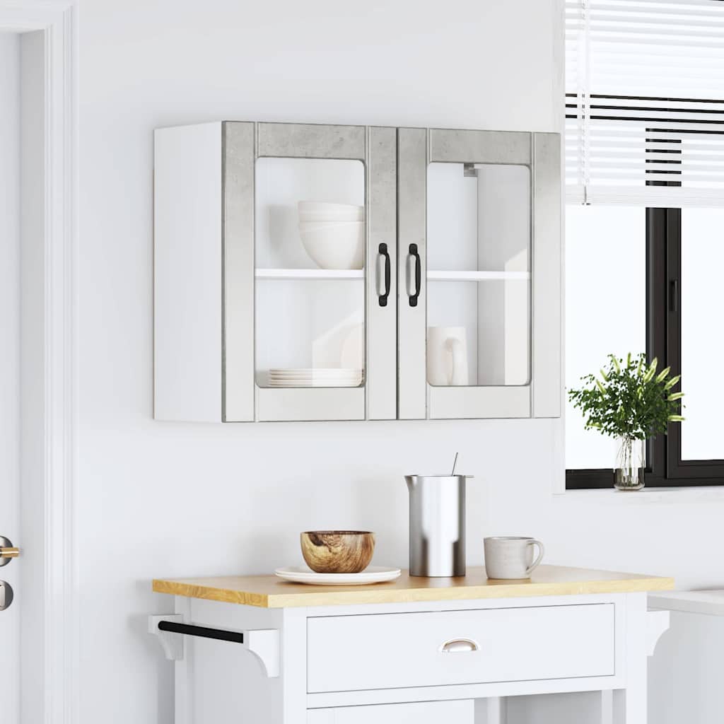 Armário de parede de cozinha porta vidro lucca cinza cimento