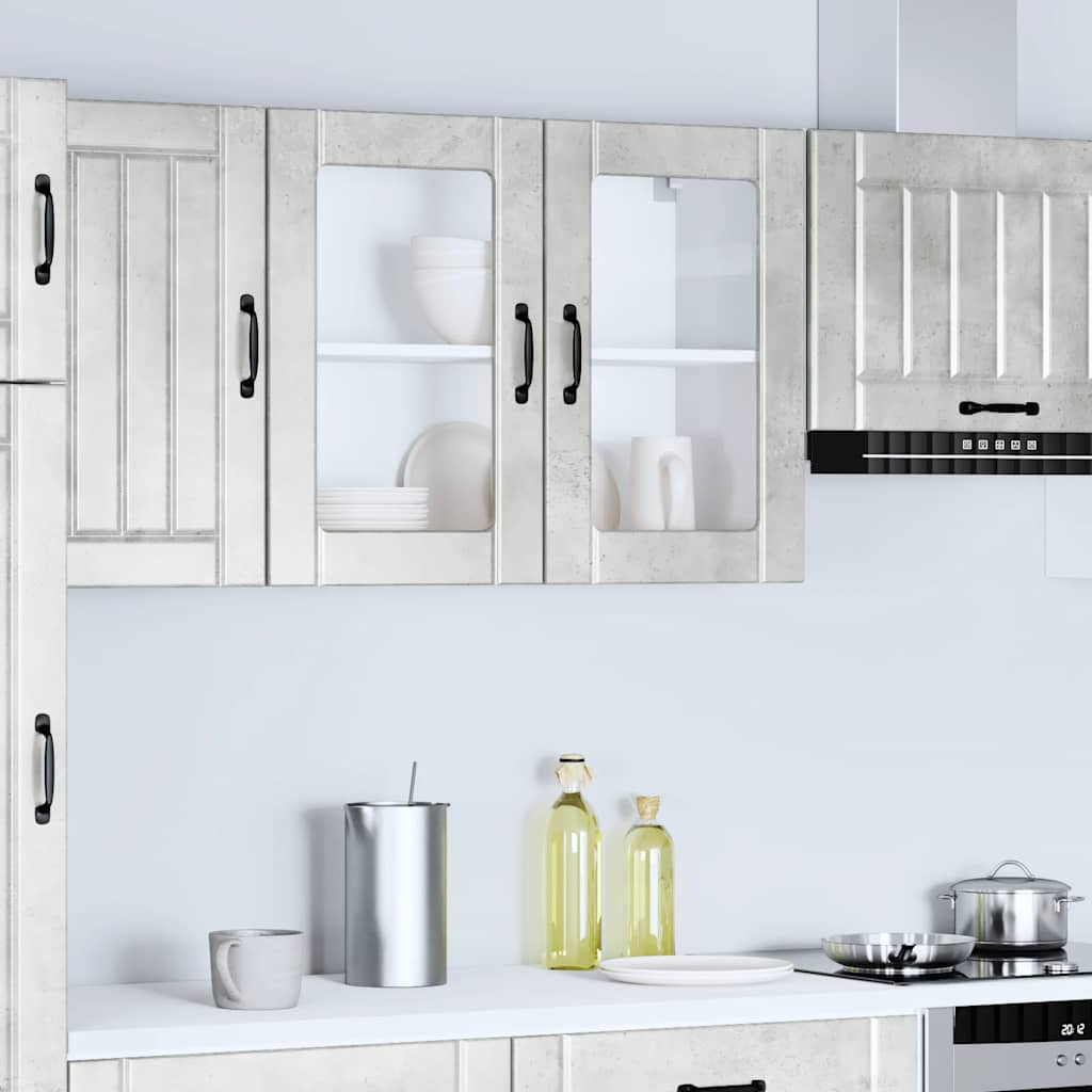 Armário de parede de cozinha porta vidro lucca cinza cimento