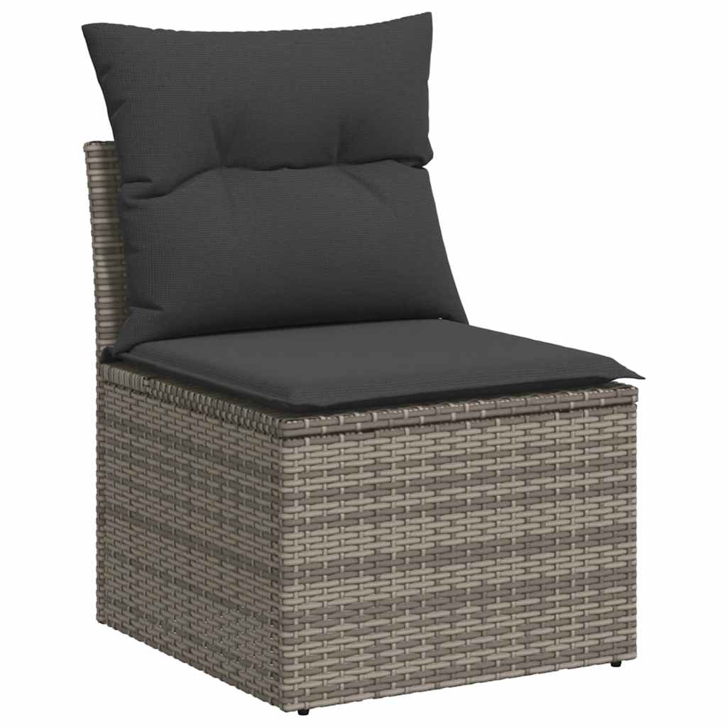 6 Pcs conjunto sofás de jardim com almofadões vime cinzento