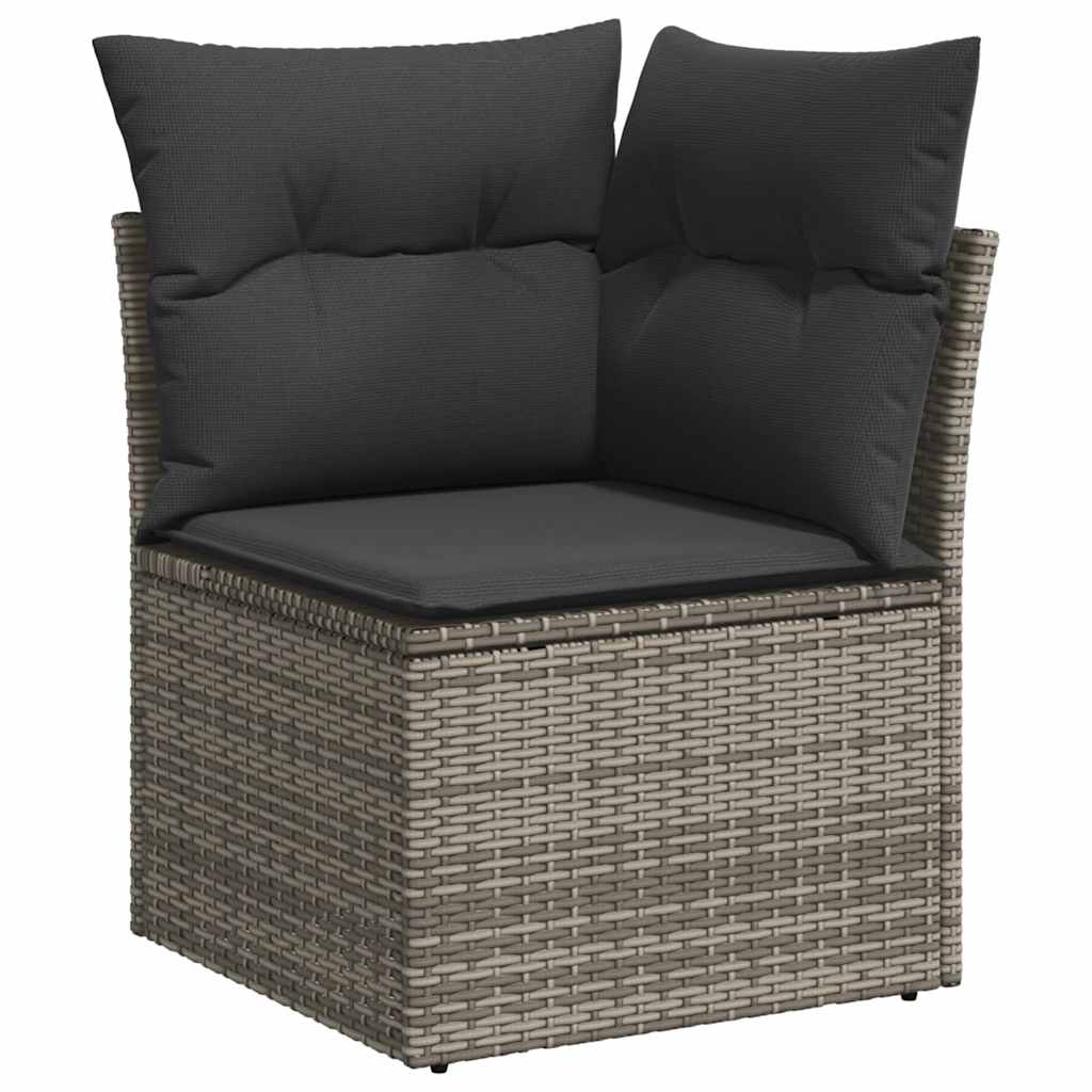 6 Pcs conjunto sofás de jardim com almofadões vime cinzento