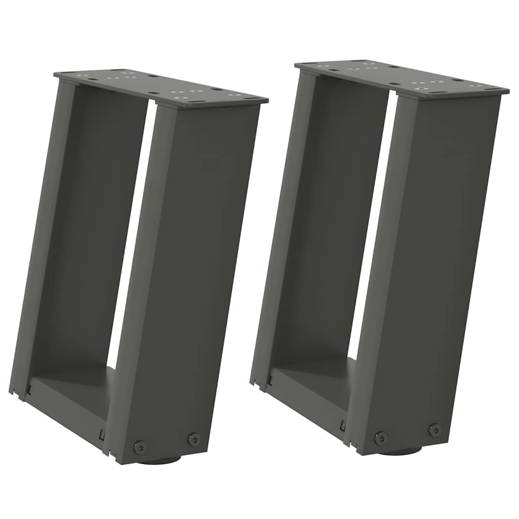 Pés para mesa de centro em formato de u, 2 peças, antracite, 30x(30-31) cm, aço