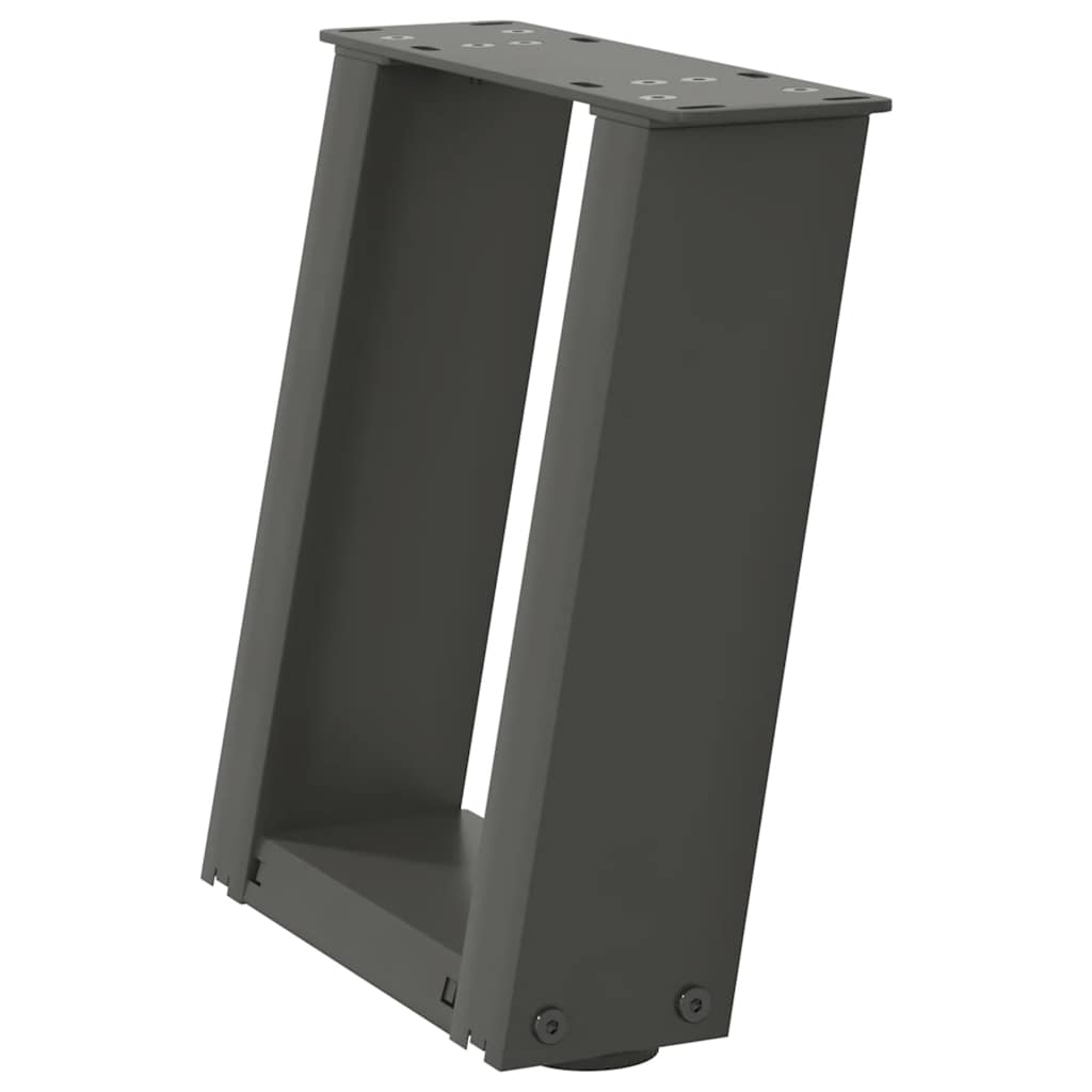 Pés para mesa de centro em formato de u, 2 peças, antracite, 30x(30-31) cm, aço