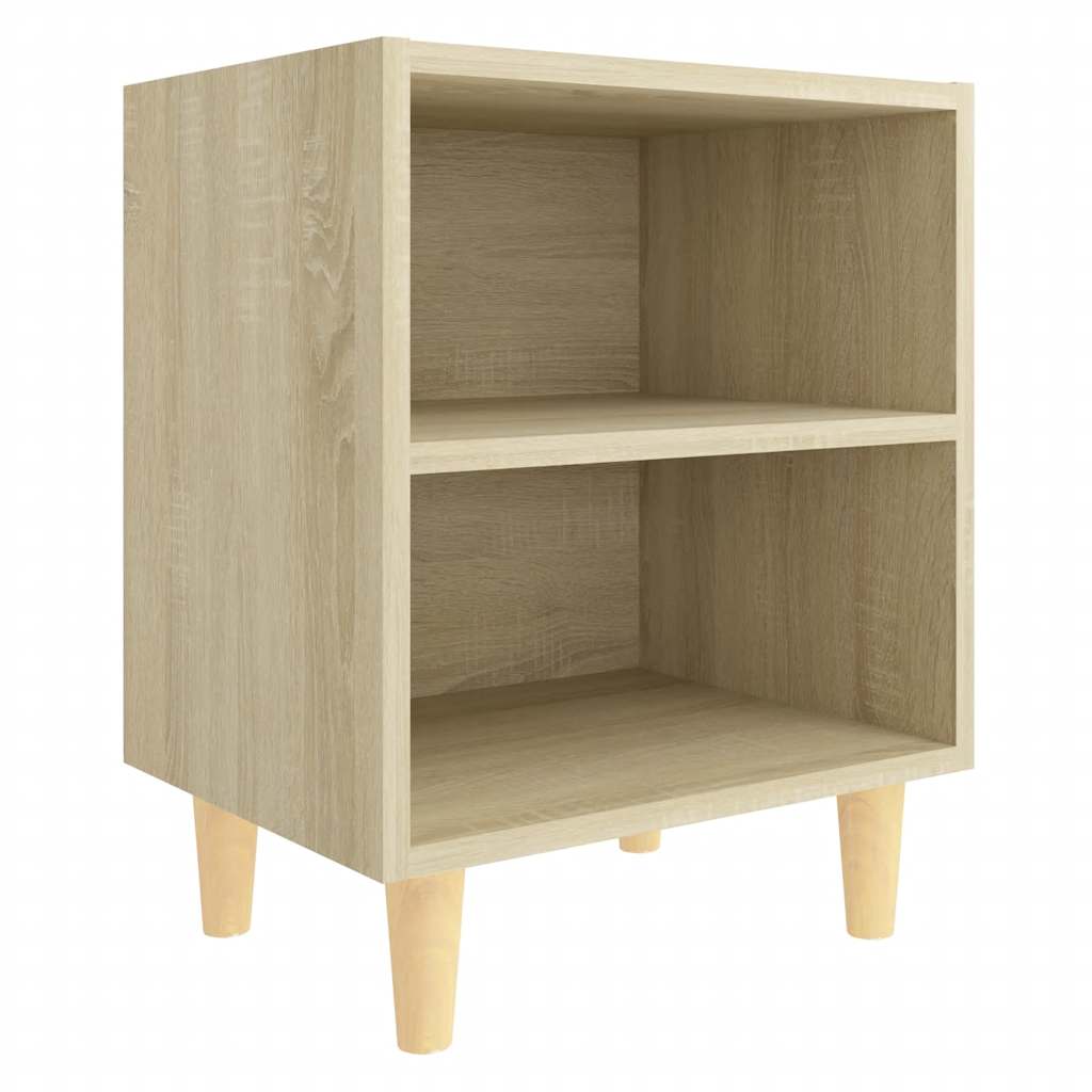 Mesa cabeceira pernas madeira maciça 40x35x50cm carval. sonoma