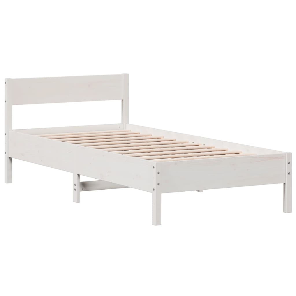 Cama sem colchão 75x190 cm madeira de pinho maciça branco