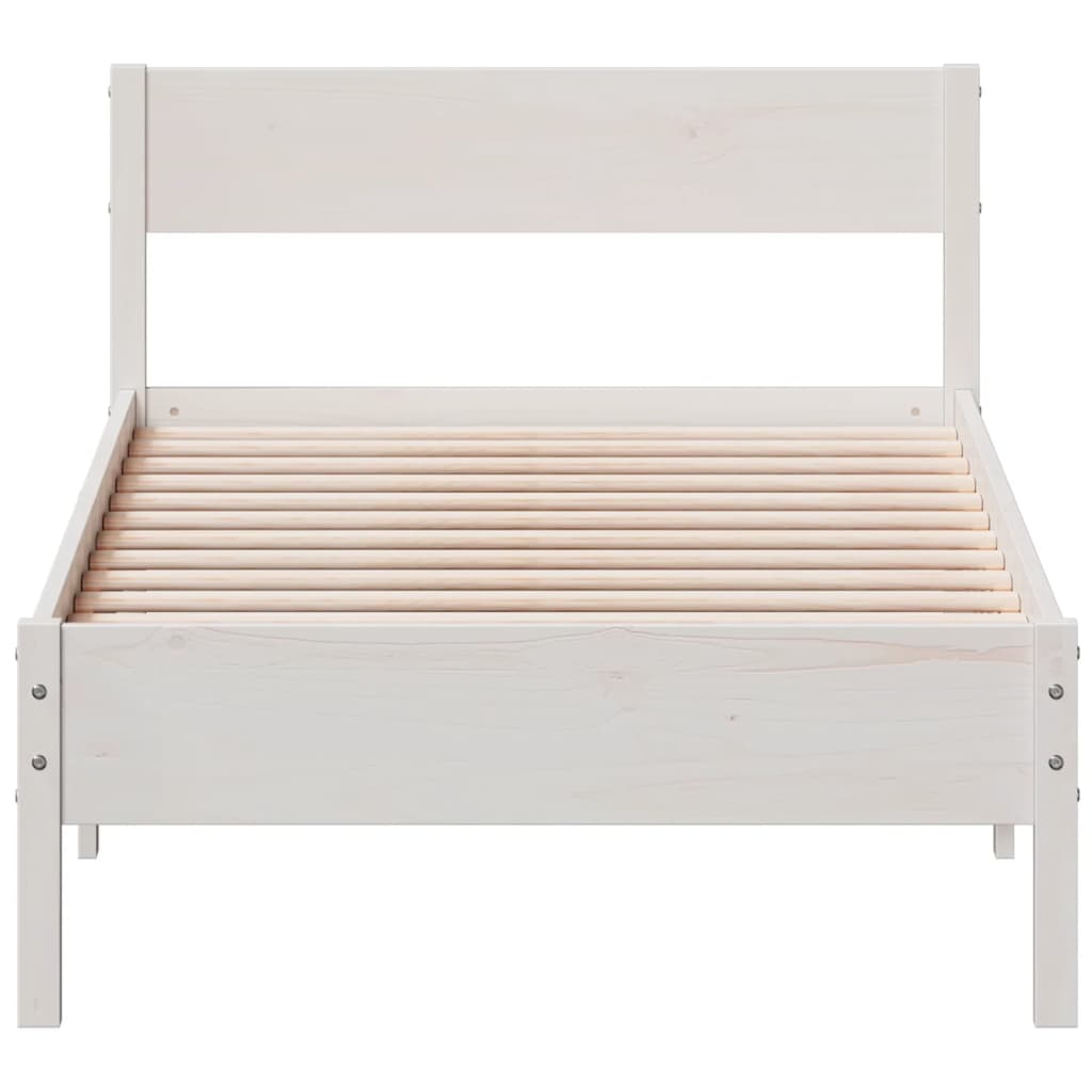 Cama sem colchão 75x190 cm madeira de pinho maciça branco