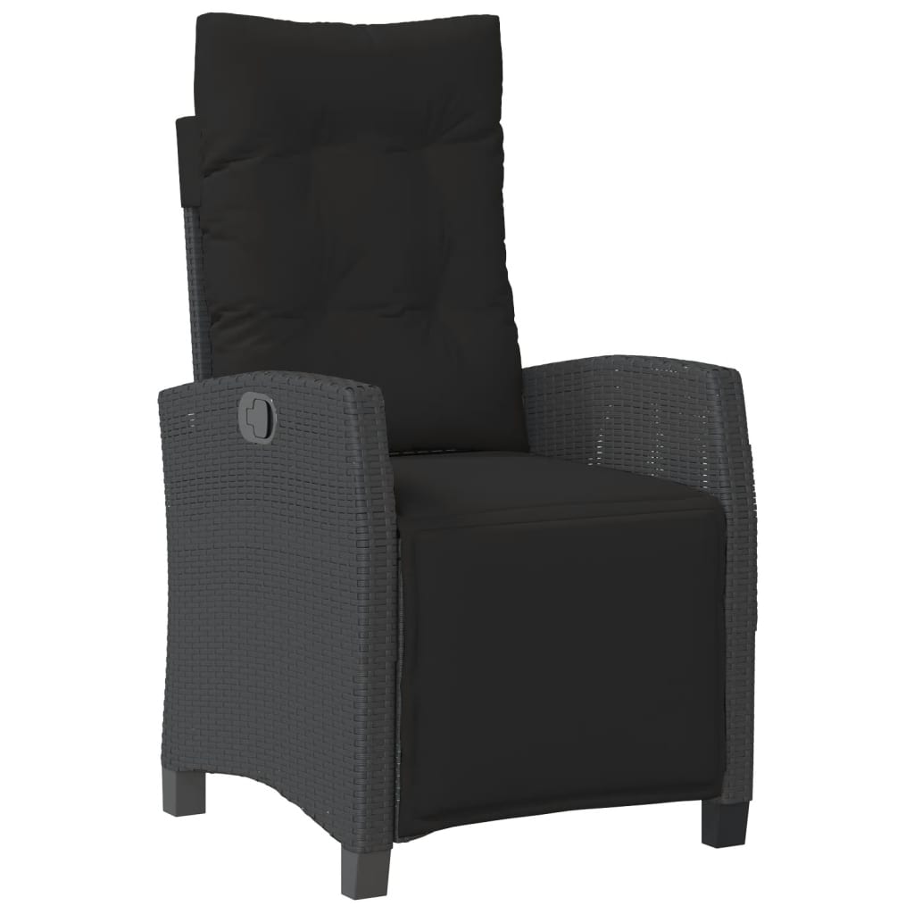 5 Pcs conjunto de jantar p/ jardim c/ almofadões vime PE preto