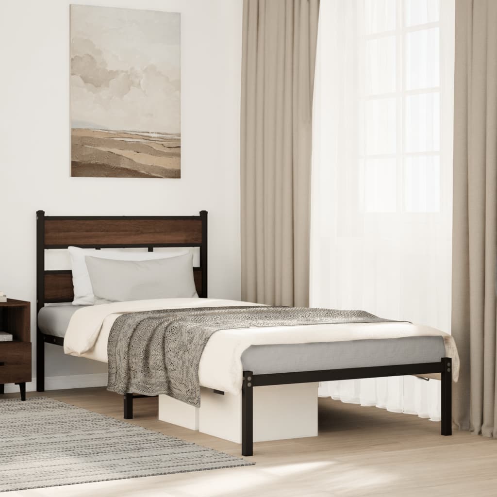Cama sem colchão com cabeceira 100x190 cm carvalho castanho