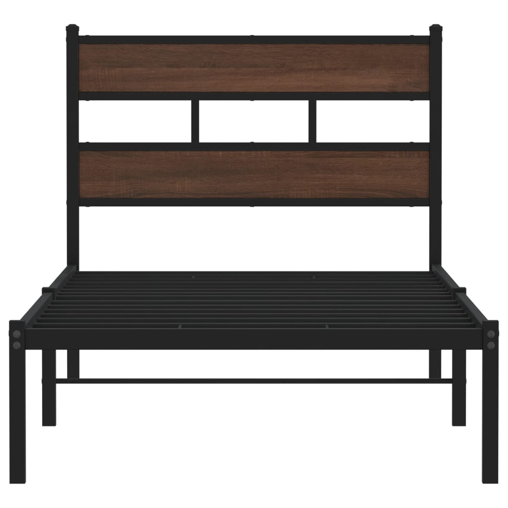 Cama sem colchão com cabeceira 100x190 cm carvalho castanho