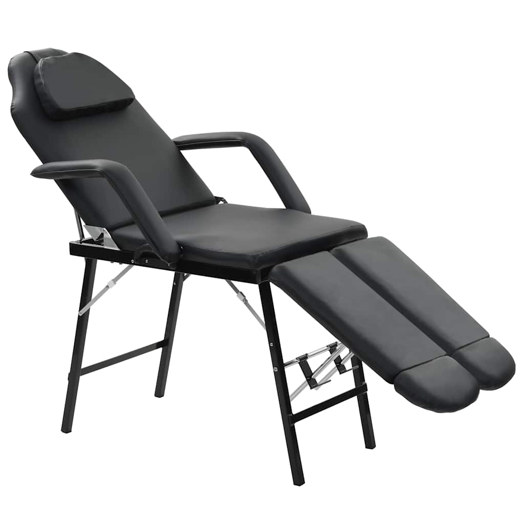 Cadeira esteticista portátil couro artificial 185x78x76cm preto