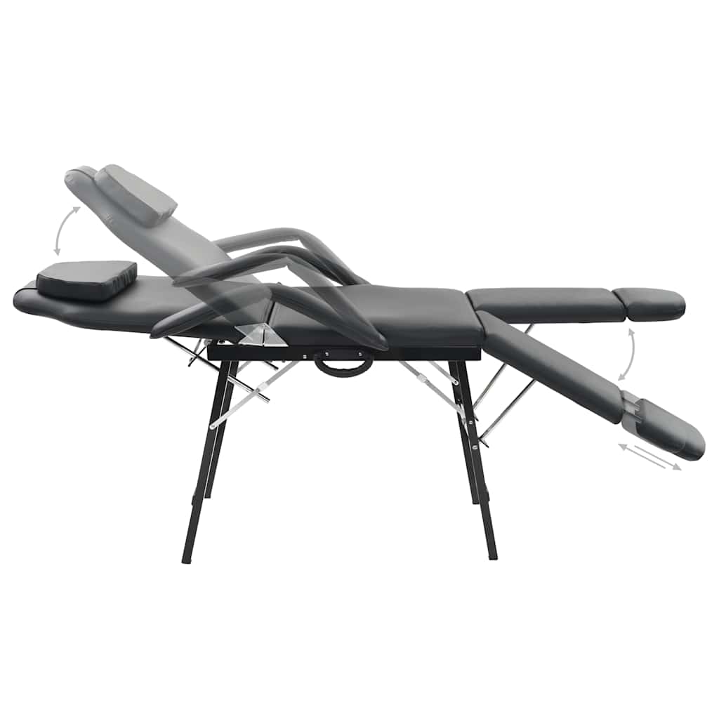 Cadeira esteticista portátil couro artificial 185x78x76cm preto
