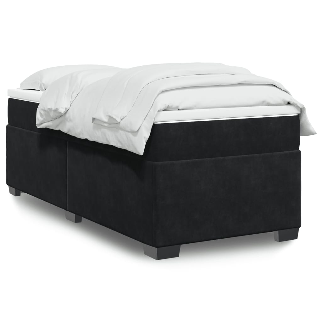 Cama com molas/colchão 90x200 cm veludo preto
