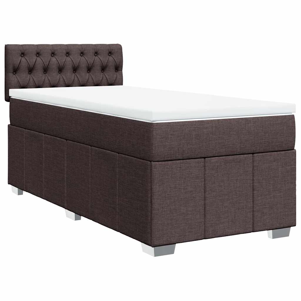 Cama com molas/colchão 90x200 cm tecido castanho-escuro